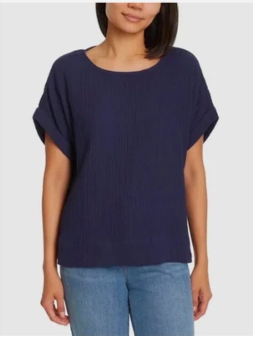 NWT Gloria Vanderbilt
Women's, Gauze Navy Short Sleeve 100% Cotton
TOP size XL